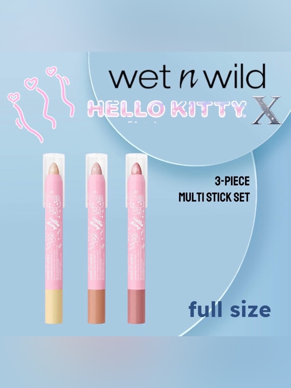 πΊπΈππ¦NIB WET N WILDx HELLO KITTY | 3-Piece Multi Stick Set - Gold Peach Rose